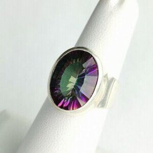 New Large 8ct Mystic Topaz Ring in Sterling Silver size 7